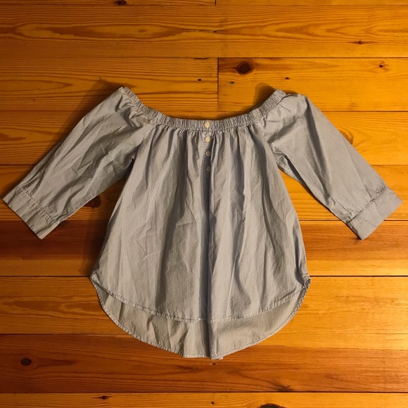 KAII Blue White Striped Off-the-Shoulder Top EUC S - Picture 3 of 12